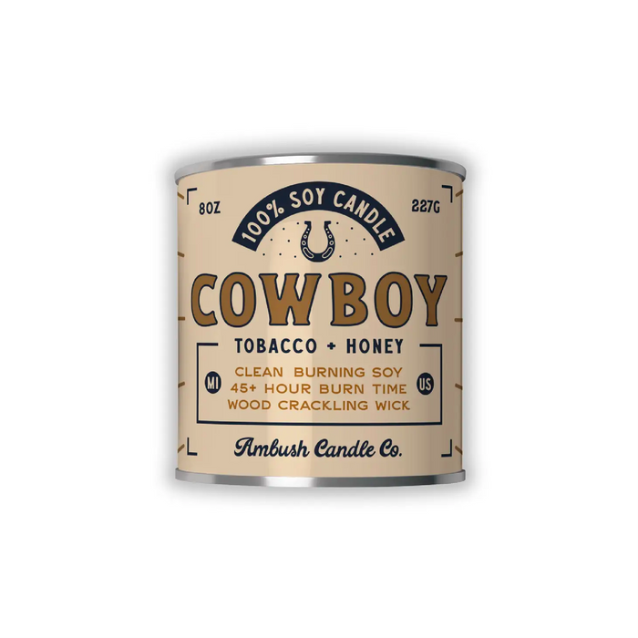 Cowboy | Tobacco + Honey 8oz Soy Candle