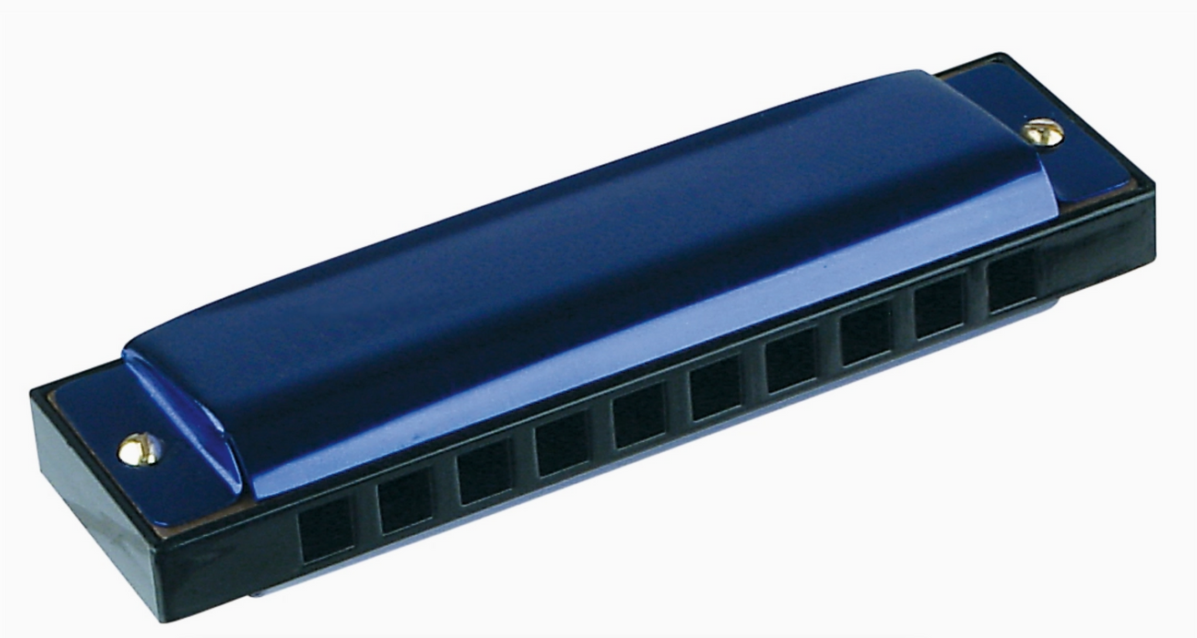 Neato! 4" Metal Harmonica, 10 Holes, Hinged Box, Asst Colors